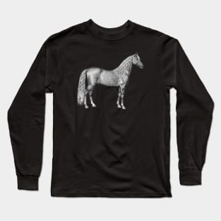 Palomino Horse Black and White Illustration Long Sleeve T-Shirt